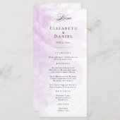 Élégant menu Mariage d'aquarelle violet (Devant / Derrière)
