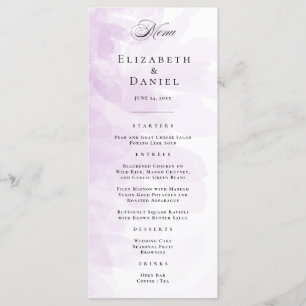 Élégant menu Mariage d'aquarelle violet