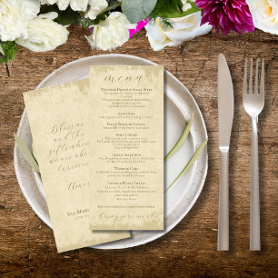 Élégant menu Mariage de 7 plats de Grunge Hors Bla