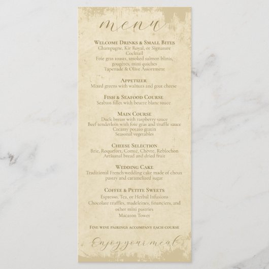 Élégant menu Mariage de 7 plats de Grunge Hors Bla (Devant)