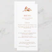 Élégant menu Mariage de automne feuille d'automne (Devant / Derrière)