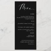Élégant menu Mariage de calligraphie noir et blanc (Devant)