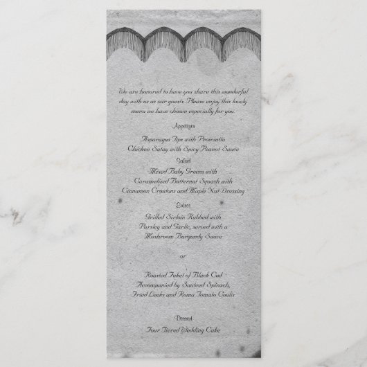 Élégant menu Mariage de dentelle gothique (Devant)