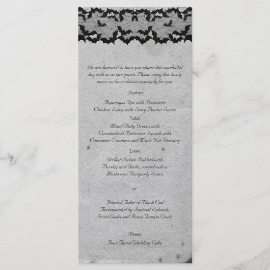 Élégant menu Mariage de dentelle gothique (Devant)