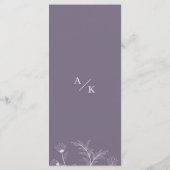 Élégant menu Mariage de lavande florale (Dos)