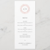 Élégant menu mariage de monogramme or rose (Devant)