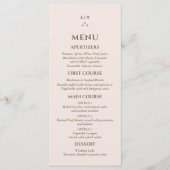 Elégant menu Mariage de Monogramme Rose Beige (Devant)