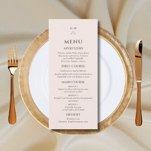 Elégant menu Mariage de Monogramme Rose Beige
