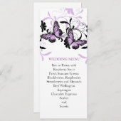 Élégant menu Mariage de papillon de lavande floral (Devant / Derrière)