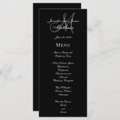 Élégant menu Mariage de script de monogramme gris- (Devant / Derrière)