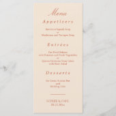 Élégant menu Mariage de script en terre cuite (Devant)