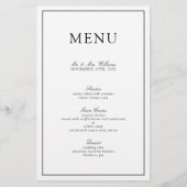 Élégant menu Mariage de script noir et blanc (Devant)