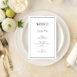 Élégant menu Mariage de script noir et blanc<br><div class="desc">Placez la table avec une touche d'élégance grâce à notre élégant menu Mariage Formal Black & White Script. Ce menu magnifiquement conçu est gracieusement rendu dans une typographie classique noir et blanc sophistiquée et un script délicat. Le thème noir et blanc ajoute une touche formelle à la décoration de la...</div>