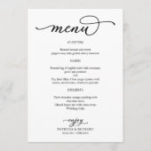 Élégant menu Mariage de script noir et blanc (Devant)