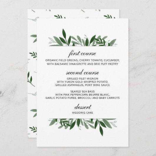 Elégant menu Mariage de verdure (Devant / Derrière)