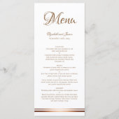 Élégant menu Mariage d'impression or simple (Devant)