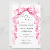 Élégant menu Mariage doux rose main tiré Bow (Devant)