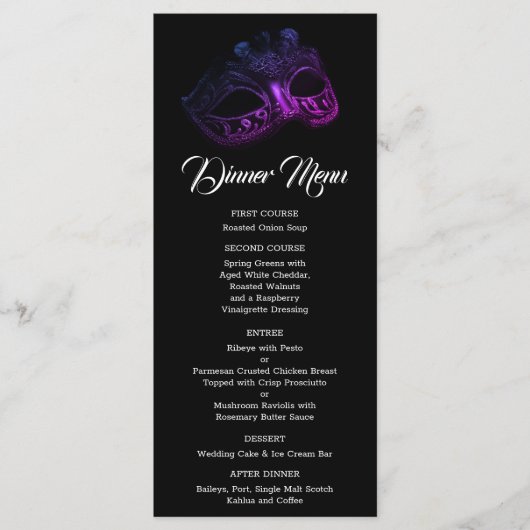 Elégant menu Mariage du soir (Devant)