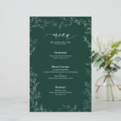 Élégant menu Mariage Emerald Green Leaf moderne (Debout devant)