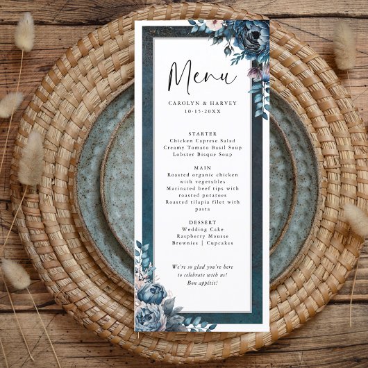 Elégant menu Mariage en marbre bleu