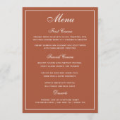 Élégant menu Mariage en terre cuite blanc Script (Devant)