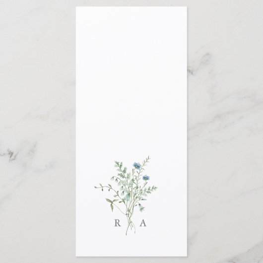 Élégant menu Mariage Fleur sauvage aquarelle (Dos)