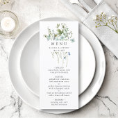Élégant menu Mariage Fleur sauvage aquarelle
