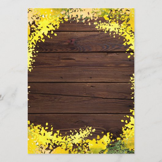 Elégant menu Mariage Fleurs Mimosa (Dos)