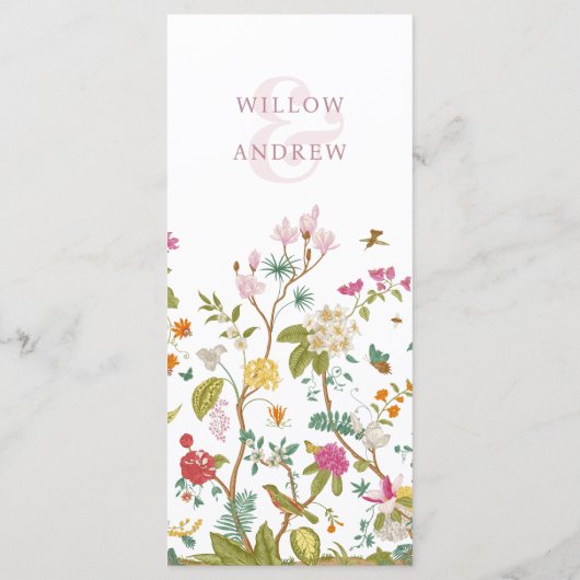 Élégant menu Mariage Floral (Dos)