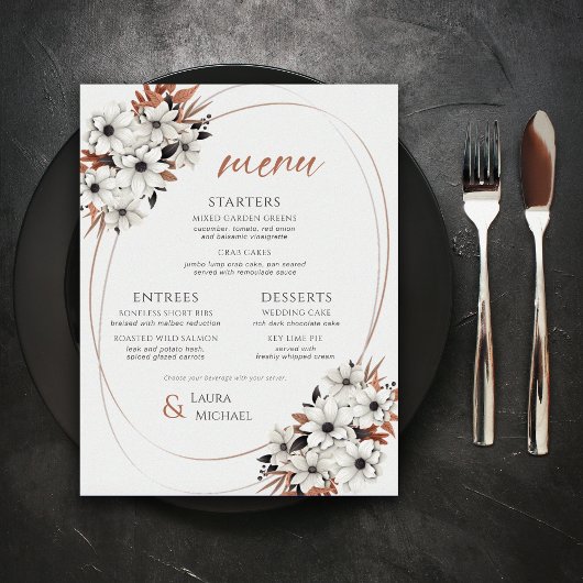Élégant menu Mariage Floral