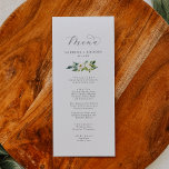 Élégant menu Mariage Floral Blanc<br><div class="desc">Cette élégante carte à la carte à mariages floraux est parfaite pour un mariage classique. Le design vintage moderne présente de magnifiques rose de couleur d'ivoire et crème et des fleurs de pivoine avec des feuilles vert foncé, de la verdure et des botaniques. Ce menu peut être utilisé pour une...</div>