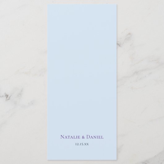 Elégant menu Mariage Floral Bleu (Dos)