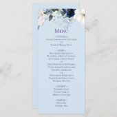 Elégant menu Mariage Floral Bleu (Devant / Derrière)