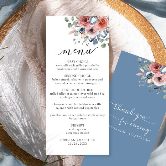 Élégant menu Mariage floral Blissful