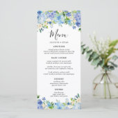 Élégant menu Mariage Floral Hydrangea bleu (Debout devant)