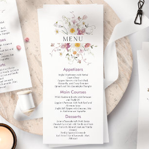 Elégant menu Mariage Floral Invitation