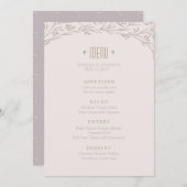 Élégant menu mariage floral lilas rustique (Devant / Derrière)