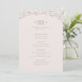 Élégant menu mariage floral lilas rustique (Debout devant)