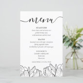 Elégant menu Mariage Floral noir & blanc (Debout devant)
