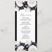 Elégant menu Mariage floral noir et blanc (Devant)