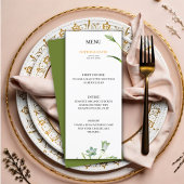 Élégant menu Mariage Floral Olive Green