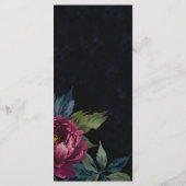 Élégant menu Mariage floral rose foncé (Dos)