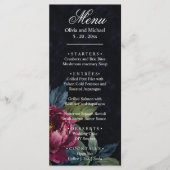 Élégant menu Mariage floral rose foncé (Devant)