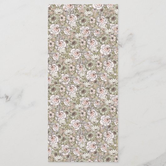 Élégant menu Mariage floral rustique (Dos)