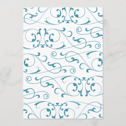 Elégant menu Mariage Flourish Blue Dinner Menu (Dos)