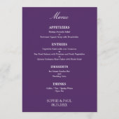 Élégant menu Mariage foncé violet élégant (Devant)