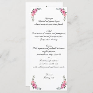 Élégant menu Mariage géométrique rose rose