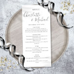Élégant Menu Mariage Gris Et Blanc Signature<br><div class="desc">Elégante carte de menu mariage gris et blanc avec des noms de style signature,  cette carte de menu moderne peut être personnalisée avec vos informations en lettrage gris chic. Conçu par Thisisnotme©</div>