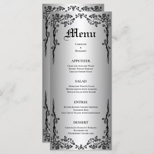 Élégant menu Mariage Halloween (Devant / Derrière)