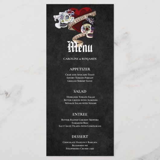 Élégant menu Mariage Halloween (Devant)